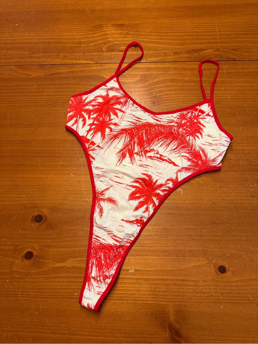 Red Palm-Print One-Piece Swimsuit for Women